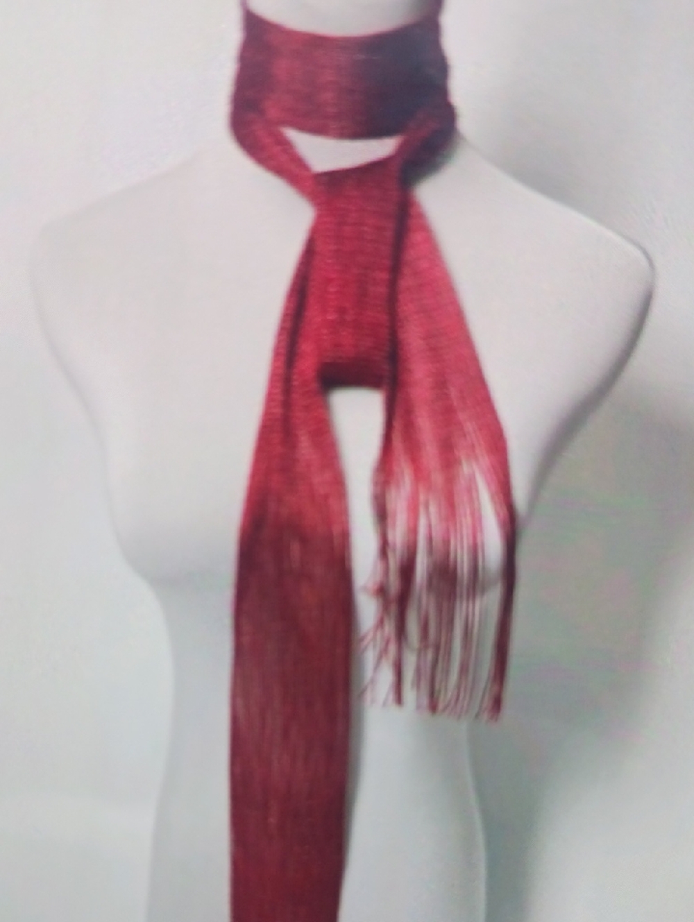 Red Fringe Scarf - Women's Accessory